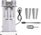 Milkshake Maker, Commercial Stainless Steel Milk Shaking Machine With Double Head Drink Mixer, 110V 180W Electric Milkshake Maker With 2Pcs 800ml Cups, Household Milk Shaker For Making Drinks