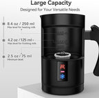 Secura Electric Milk Frother, Automatic Milk Steamer Warm or Cold Foam Maker for Coffee, Cappuccino, Latte, Stainless Steel Milk Warmer with Strix Temperature Controls (Black)
