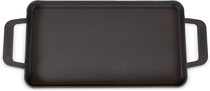 Maverick 22-Inch Preseasoned Carbon Steel Griddle, 4mm Heavy-Duty Flat Top Grill Pan with Raised Edges & Integrated Handles