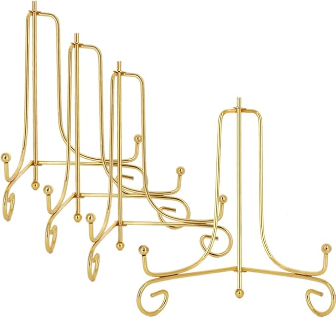 LIONWEI LIONWELI 6 Inch Gold Iron Plate Stand Holder Easel Display Stand for Plate?Picture?Photo and More,4 pcs.