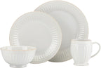 Lenox White French Perle Groove 4Pc Place Setting, 6.95 LB