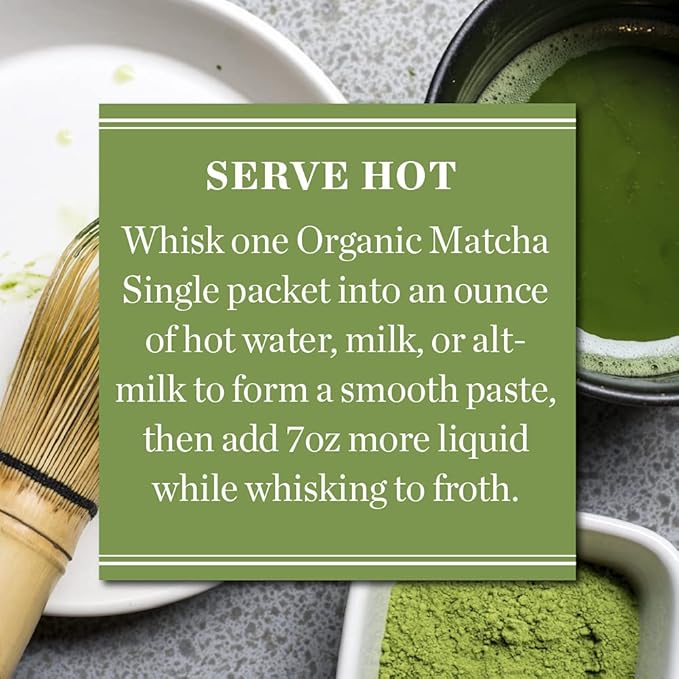 Mighty Leaf Tea, Organic Matcha Green Tea Singles - 1 Box of 12 Single Serve Packets, 100% Japanese Matcha, Unsweetened