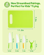Kids Knife Set, 5 Pcs Montessori Kitchen Tools for Toddlers' Real Cooking, BPA Free Kids Safe Kitchen Cooking and Baking Set with Peeler, Cutting Board for Sandwich Bread Vegetable Fruit Present Gift