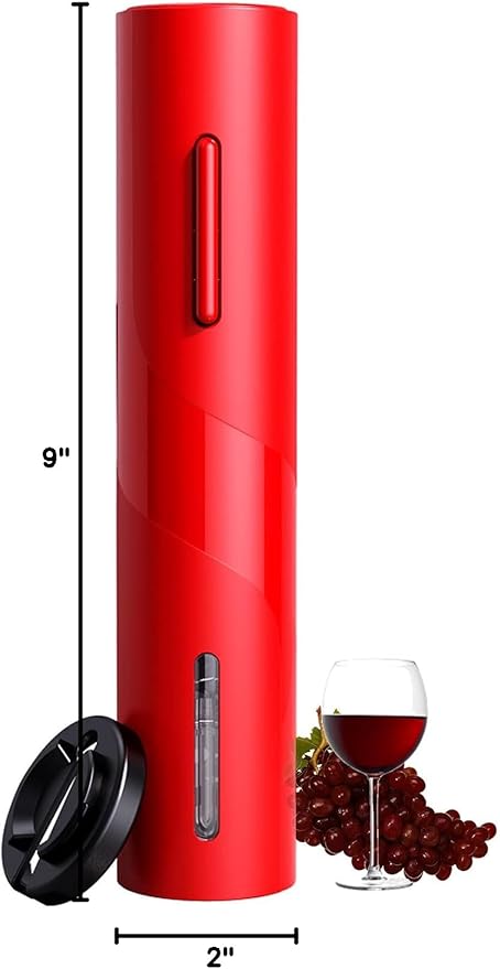 COKUNST Electric Wine Opener, Reusable Cordless Wine Bottle Corkscrew with Foil Cutter, Battery Operated Wine Openers for Wedding Kitchen Party Home Red