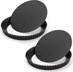 Tosnail 2 Pack 9 Inch Non-Stick Quiche Pan, Fruit Tart Pie Pan with Removable Loose Bottom