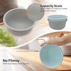 3Pcs Stackable Silicone Pizza Dough Proofing Proving Containers with Lids,Pizza Dough Proofing Box 700ml For Home Kitchen | Make 12" Pizzas (Grey)