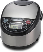 Tiger JAX-T18U-K 10-Cup (Uncooked) Micom Rice Cooker with Food Steamer & Slow Cooker, Stainless Steel Black