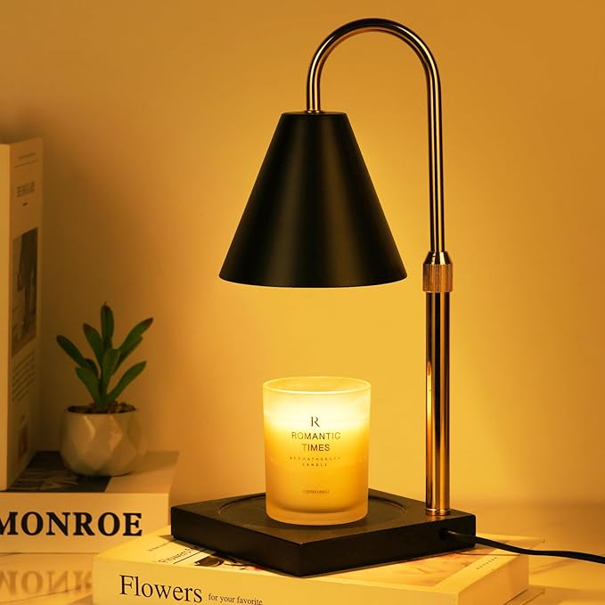 Candle Warmer Lamp with Timer Dimmer, Electric Candle Lamp Warmer for Bedroom Decor, Christmas Gifts for Women, Mom, Adjustable Metal Candle Lamp, Mom Gifts, Home Decor for House Warming Gifts, Black