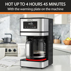KRUPS Simply Brew: Stainless Steel and Glass Carafe 12 Cup Drip Coffee Maker, Programmable with Digital Display, Dishwasher Safe, Drip Free Coffee Machine, Black and Silver