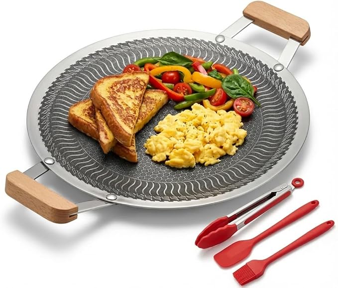 Nonstick Stainless Steel Cookware, Griddle Pan with PFAS-Free PURELYSEAR Ceramic Technology, Scratch Proof, Cool Grip Handles, Dishwasher Safe