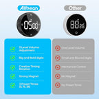 Magnetic Kitchen Timer for Cooking with Loud Alarm - Large LED Display Rotating Countdown Pomodoro Timer, Preset 5/15/25 Mins Easy for Seniors and Kids，for Baking Grilling Studying