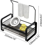 Sponge Holder with rag stick for Kitchen Sink - Rustproof Sink Caddy with Instant Drying Stone, Removable Dish Brush Holder, Stainless Steel Kitchen Caddy for Coutertop Storage Accessories
