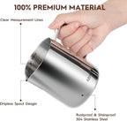 Milk Frothing Pitcher 350ml/600ml/900ml/1500ml (12oz/20oz/32oz/50oz) Steaming Pitchers Stainless Steel Milk/Coffee/Cappuccino/Latte Art Barista Steam Pitchers Milk Jug Cup with Art Pen,12oz