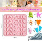 2 Pack Baby Shower Molds Silicone, 35 Cavity Baby Feet Molds with 3D Bottle Pacifier Onesie Carriage Bear Patterns for Baby Shower Party, Birthday, Candy, Chocolate, Cake Decorations Cupcake Topper