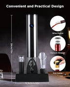 Rechargeable Electric Wine Opener with Charging Base, Aerator Pourer, Vacuum Stoppers & Foil Cutter, Luxury Christmas White Elephant Gift for Women Men