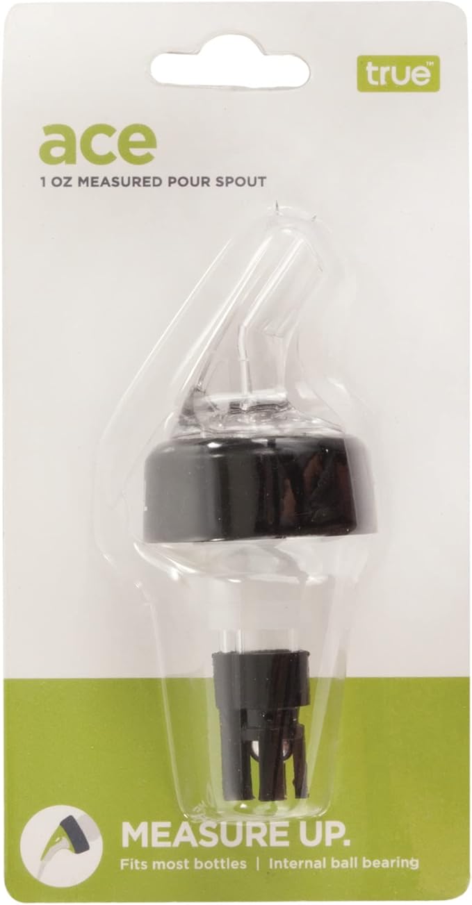 True Ace Measured Liquor Pour Spout, 1 Ounce Pourer, Fits Standard Liquor Bottles, Bar & Cocktail Accessories, Plastic, Set of 1