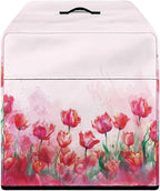 Meat Slicer Dust Cover, 16x13x13 Inch Food Slicer Cover, Compatible with Cheese Bread Meat Slicer and Most Other Model, Dust-Proof, Waterproof(Only Cover) Simple Pink Tulip Floral Print