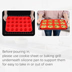 Silicone Muffin Pan, Mini Muffin Pan, Regular 12 Cups and Mini 24 Cups Cupcake Tin Set of 2 for Baking Egg Bites
