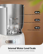 Hazel Quinn Milk Frother and Steamer, Variable Temp and Thickness, Detachable for Dishwasher Safe, 400ml / 13.5oz Milk Warm for Hot & Cold Latte, Cappuccino Hot Chocolate - Pearl White