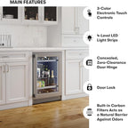 Zephyr 24" Wine Fridge & Beverage Refrigerator Single Zone Under Counter - Mini Wine Cooler Cellars Small Beer Fridge Cabinet Drink Chiller Freestanding Wine Beverage Cooler, 7 bottles,112 cans