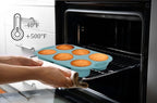 Silicone Muffin Pan - 6-Cavity Nonstick Baking Tray for Muffins, Cupcakes, Brownies and More - Food Grade and BPA Free - Pack of 3 Colors (Gray, Orange, Peacock Blue)