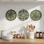 ME.FAN Trivets for Dishes/Pots/Pans, 3 Pcs Silicone Mats, Flexible/Durable/Non Slip Hot Pads to Protect Table and Counter Top (Olive Green)