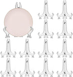12 Pack 7 Inch Clear Plastic Easels or Stand/Plate Holders to Display Pictures or Other Items at Weddings, Plate Stands for Home Decoration, Birthdays, Tables