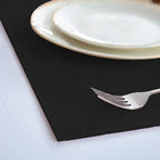 Cloth Placemats Set of 8, Linen Type Fabric Placemats Machine Washable Heat Resistant Placemats Wrinkle Free Thick Polyester Kitchen Place Mats for Dining Table (Black)