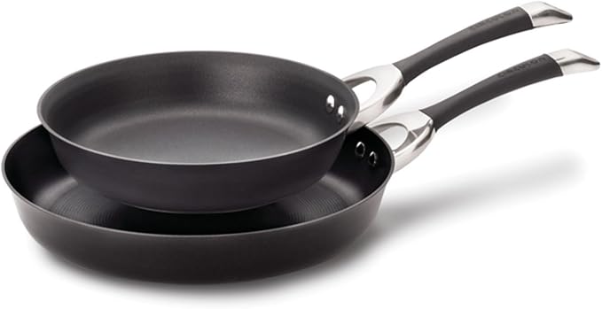 Circulon Symmetry Hard Anodized Nonstick Induction Frying Pan Twin Pack, 10-Inch and 12-Inch, Pan Sets for Cooking Nonstick, Black