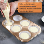 2 Packs Premium Steel Muffin Pan for Baking, Round Muffin Baking Pan, Baking Tray for Muffins, Cupcakes, Brownie(Gold, 6 Cup)