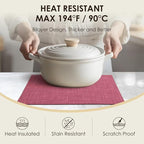 Placemats Set of 4, Bilayer Thickened Linen Place Mats Heat Resistant Machine Washable Wrinkle Free Carefully Selected Polyester Mats for Kitchen/Dining/Coffee Table (Pink)