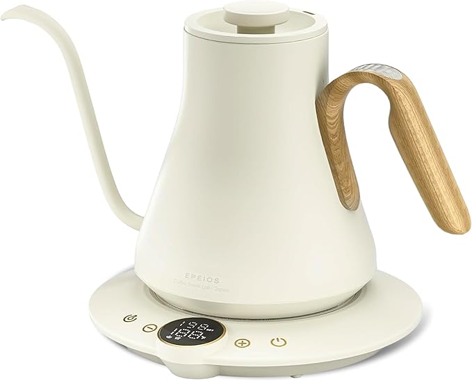 INTASTING Gooseneck Electric Kettle, ±1℉ Temperature Control, Stainless Steel Inner, Quick Heating, for Pour Over Coffee, Brew Tea, Boil Hot Water, 1500W/0.9L (Morandi White)