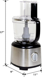 Kenmore 11-Cup Food Processor and Vegetable Chopper with Reversible Slicing/Shredding Disc, Chop, Slice, Shred, Mince, Grate, Puree, Stainless Steel, 500W, Black and Silver