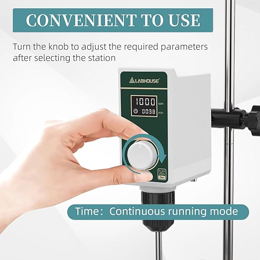 OS-15S Digital Overhead Stirrer 20L(H₂O) Lab Stirrer H-Base Stainless Steel Stand & 1 Stirring Paddle | 100-1500RPM,20000 mPas,Timing 1min-24h