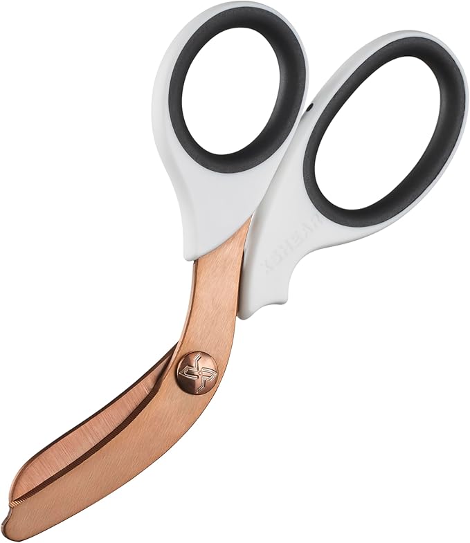 xShear® 7.5” Extreme Duty Trauma Shears - The perfect scissors for the Paramedic, EMT, Nurse or any Emergency Healthcare Provider (White & Rose Gold)