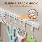 Multifunctional Slide Rail Hook,Kitchen Utensil Hanging Rack Wall Mounted Hanger,Space Saving Utensil Holder with 10 Hooks ,Sliding Track Hook No Drilling Hanger for Home Office (Length 40cm/2pcs)
