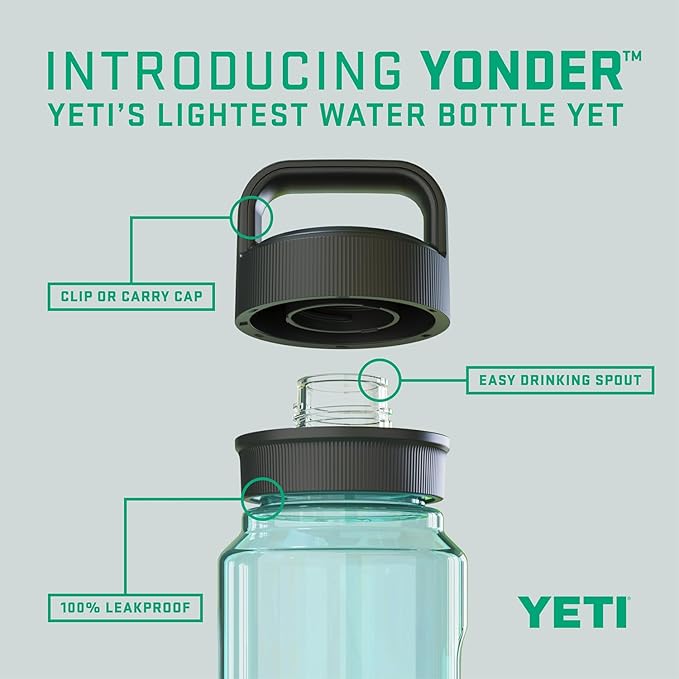 YETI Yonder Water Bottle with Yonder Chug Cap, Lightweight, Leakproof and BPA-Free