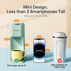 Tastyle Mini Hot and Iced Coffee Maker Single Serve, for K Cup and Ground, 6 to 14 Oz Brew Sizes, with Recipe Book, for Home, Travel, RV, Office and Dorm, Mint