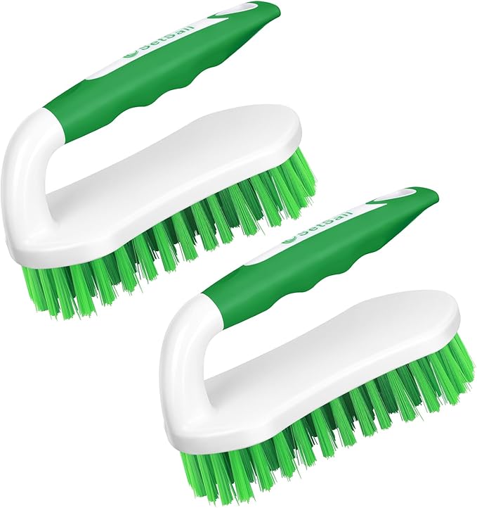SetSail Scrub Brush, Heavy-Duty Scrub Brushes for Cleaning with Stiff Bristles Cleaning Brush for Shower, Bathroom, Carpet, Kitchen and Bathtub Scrubber - 2 Pack Green