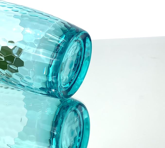 Set of 6 Hammered Style 15-ounce/430ml Acrylic Glasses Plastic Tumbler,BPA Free,Dishwasher Safe (Teal)