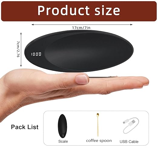 Digital Scale Grams with Coffee Spoon, 500g/0.1 Gram Scale Tea Scale for Loose Tea Black Mini Digital Pocket Jewelry Scales, Digital Kitchen Scale .1 Gram Accuracy