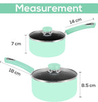 Utopia Kitchen Nonstick Stock Pot Saucepan Set with Lids, 1 Quart and 2 Quarts Multipurpose Stock Pots Set for Home, Kitchen or Restaurant, Green & Black