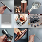 Cocktail Shaker Bartender Kit: 5 Piece Bar Tool Set, Cocktail Shaker Set with Stand, Drink Mixing Includes Martini Shaker,Strainer,Jigger,Bar Mixer Spoon,Muddler ﻿ (Rose Gold, 750ml(25oz))