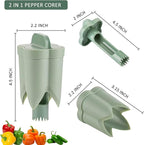 Pepper Corer Seed Remover, Pepper Seed Corer Remover Tool, Bell Pepper Cutter Deseeder, 2 in 1 Fruit & Vegetable Corer Tools, Unique Kitchen Gadgets for Family Party Camping and BBQ