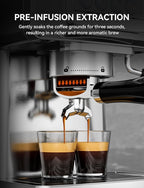 SUMSATY Espresso Machine 20 Bar, Stainless Steel Espresso Maker Professiona Coffee Maker with Power Steam & LED Display for Home Barista, Americano, Latte, Cappuccino Maker, 1.8L Water Tank