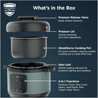 HyperHeat 8-in-1 6.5-Qt Pressure Cooker, 1200W Electric Multi Cooker with SimpliServe Nonstick Pot, Pressure Cook, Steam, Slow Cook, Rice, Pasta, Sear/Sauté, Keep Warm, Sage Leaf
