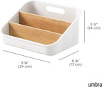 Umbra Bellwood Packet Organizer, Divided Tray for Pantry Ingredients and Other Small Items, Made of Durable Plastic and Wood, Natural/White