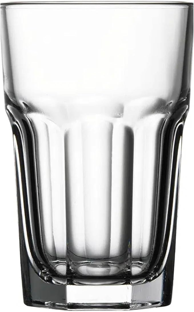 Highball Drinking Glasses Set of 6, 12.5 oz Glass Tumbler - Water Glasses & Beer Glassware for Kitchen - Durable Drinkware Set for Juice, Soda, Iced Tea & Cocktails - Heavy Base, Dishwasher Safe