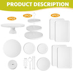 7 Pcs Wood Dessert Table Display Set Wooden 3 Tie Cupcake Stands Rustic Round Cake Stand Wood Dessert Serving Trays for Party Baby Shower Wedding Birthday (White)