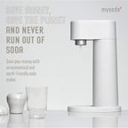 Mysoda Woody Carbonated Water Maker - Silent Carbonated Water Machine Robust Long-Lasting Aluminium Soda Maker - With 1L Water Bottle - Without CO2 Cylinder - White